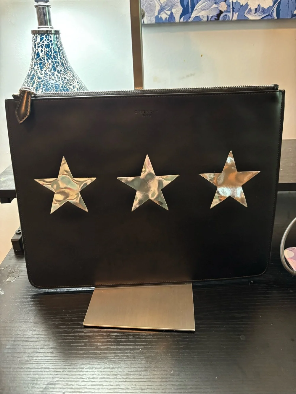 Authentic Givenchy Black Leather Star Clutch – Excellent Condition – Rare